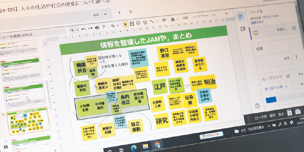 Google Jamboard で情報や自分の考えを整理・分析。