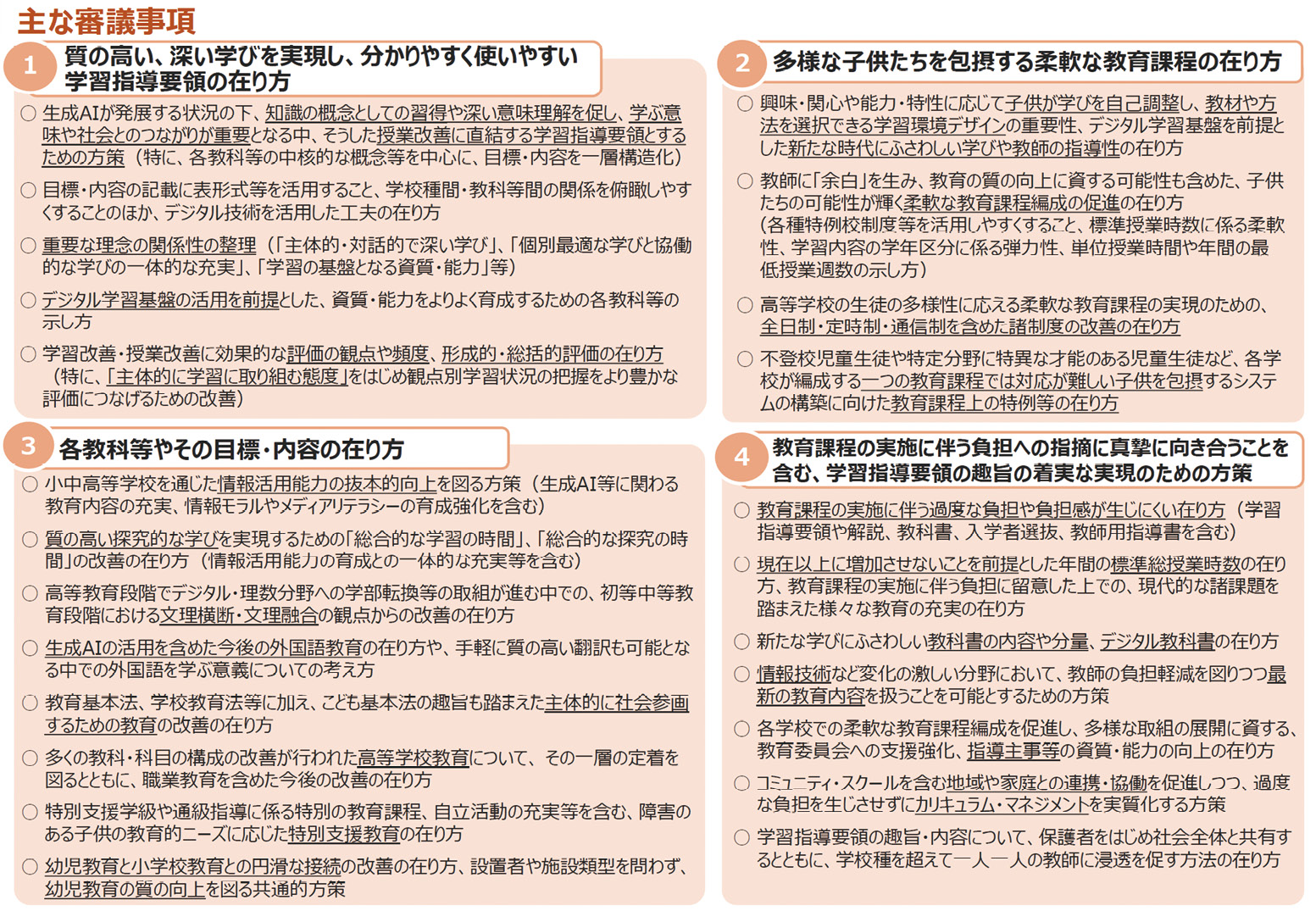 (出典:文部科学省・初等中等教育における教育課程の基準等の在り方について(諮問)概要)
